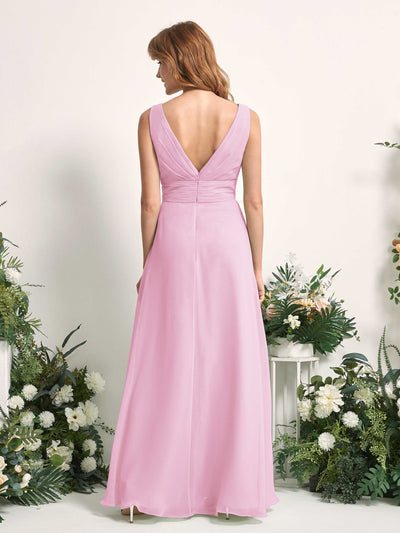 Carlyna Mollie A-Line Candy Pink Bridesmaid Dress Maxi Sleeveless V-Neck Dress #color_candy-pink