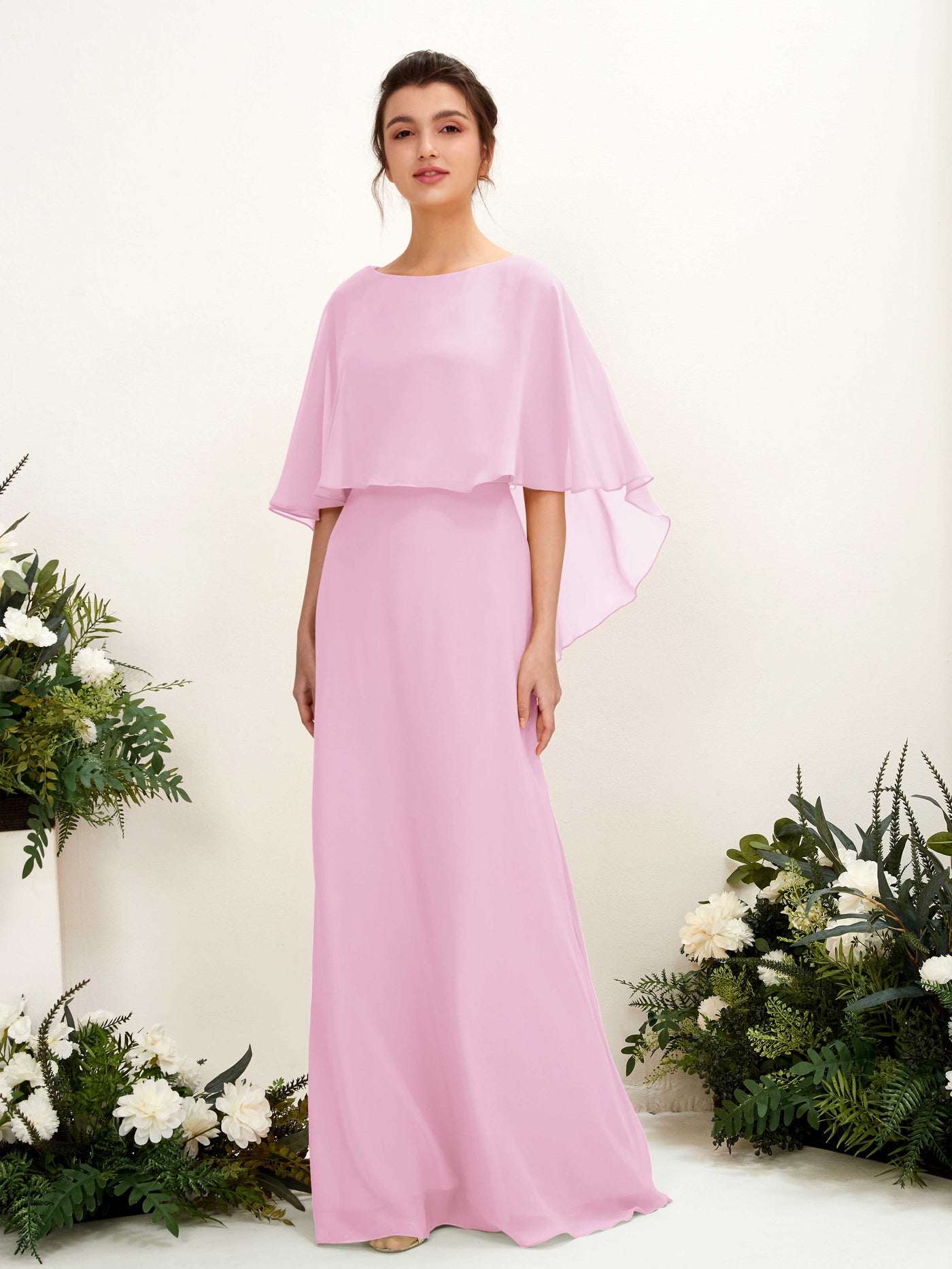 A-line Bateau Sleeveless Chiffon Bridesmaid Dress - Candy Pink (81222039)#color_candy-pink