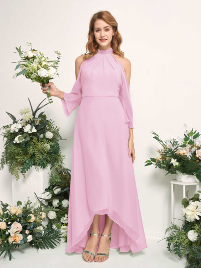 Carlyna Maxine A-Line Candy Pink Bridesmaid Dress Maxi Sleeveless Round Neck Dress #color_candy-pink