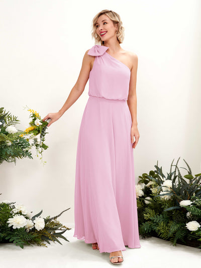 Carlyna Laurel A-Line Candy Pink Bridesmaid Dress Maxi Sleeveless One Shoulder Dress #color_candy-pink