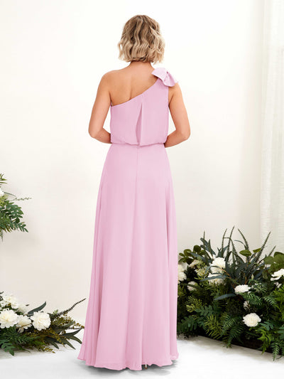 Carlyna Laurel A-Line Candy Pink Bridesmaid Dress Maxi Sleeveless One Shoulder Dress #color_candy-pink