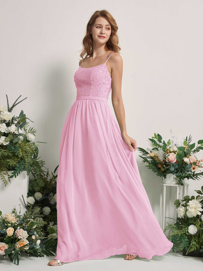 Carlyna Ursula A-Line Candy Pink Beaded Bridesmaid Dress Maxi Sleeveless Sweetheart Dress #color_candy-pink