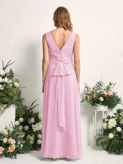 Carlyna June A-Line Candy Pink Bridesmaid Dress Maxi Sleeveless V-Neck Dress #color_candy-pink