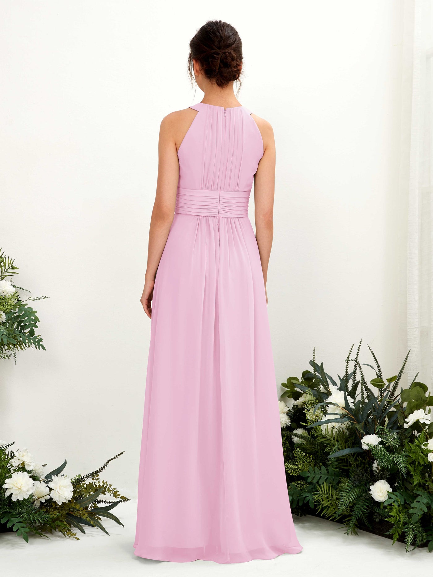 A-line Round Sleeveless Chiffon Bridesmaid Dress - Candy Pink (81221539)#color_candy-pink