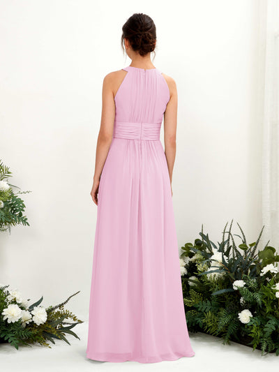 Carlyna Noelle A-Line Candy Pink Bridesmaid Dress Maxi Sleeveless Round Neck Dress #color_candy-pink
