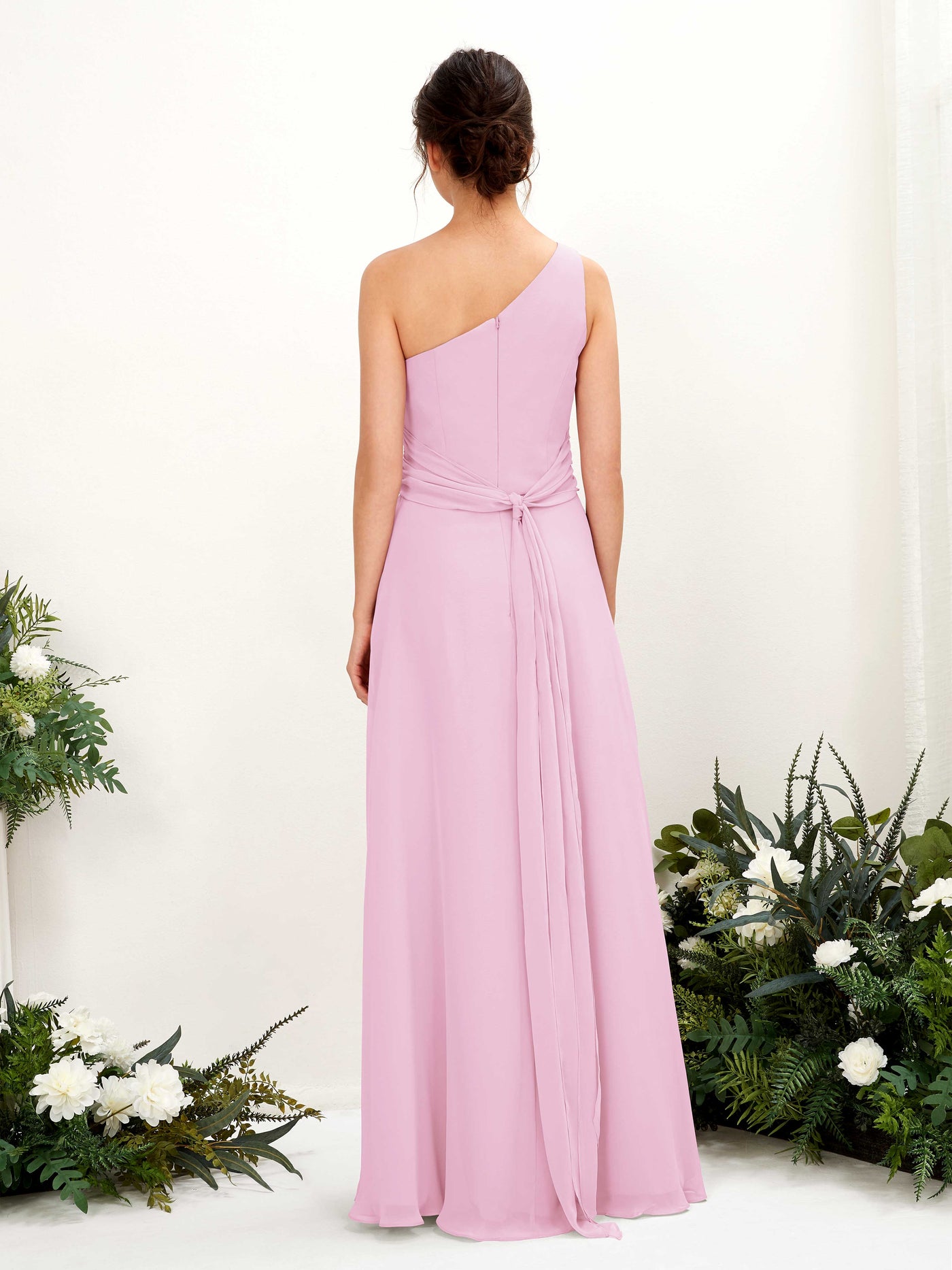 A-line One Shoulder Sleeveless Bridesmaid Dress - Candy Pink (81224739)#color_candy-pink