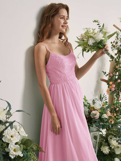 Carlyna Verna A-Line Candy Pink Beaded Bridesmaid Dress Maxi Sleeveless Sweetheart Dress #color_candy-pink