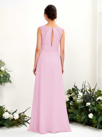 Carlyna Karen A-Line Candy Pink Bridesmaid Dress Maxi Sleeveless V-Neck Dress #color_candy-pink