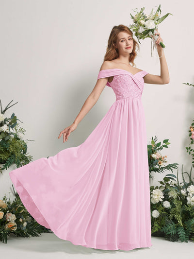 Carlyna Leona A-Line Candy Pink Embroidered Bridesmaid Dress Maxi Sleeveless Sweetheart Dress #color_candy-pink