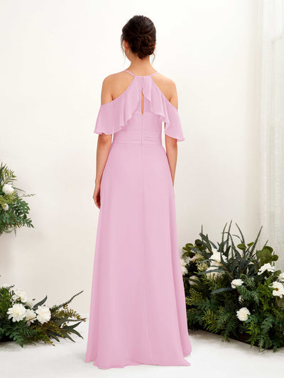 Carlyna Orlane A-Line Candy Pink Bridesmaid Dress Maxi Sleeveless V-Neck Dress #color_candy-pink