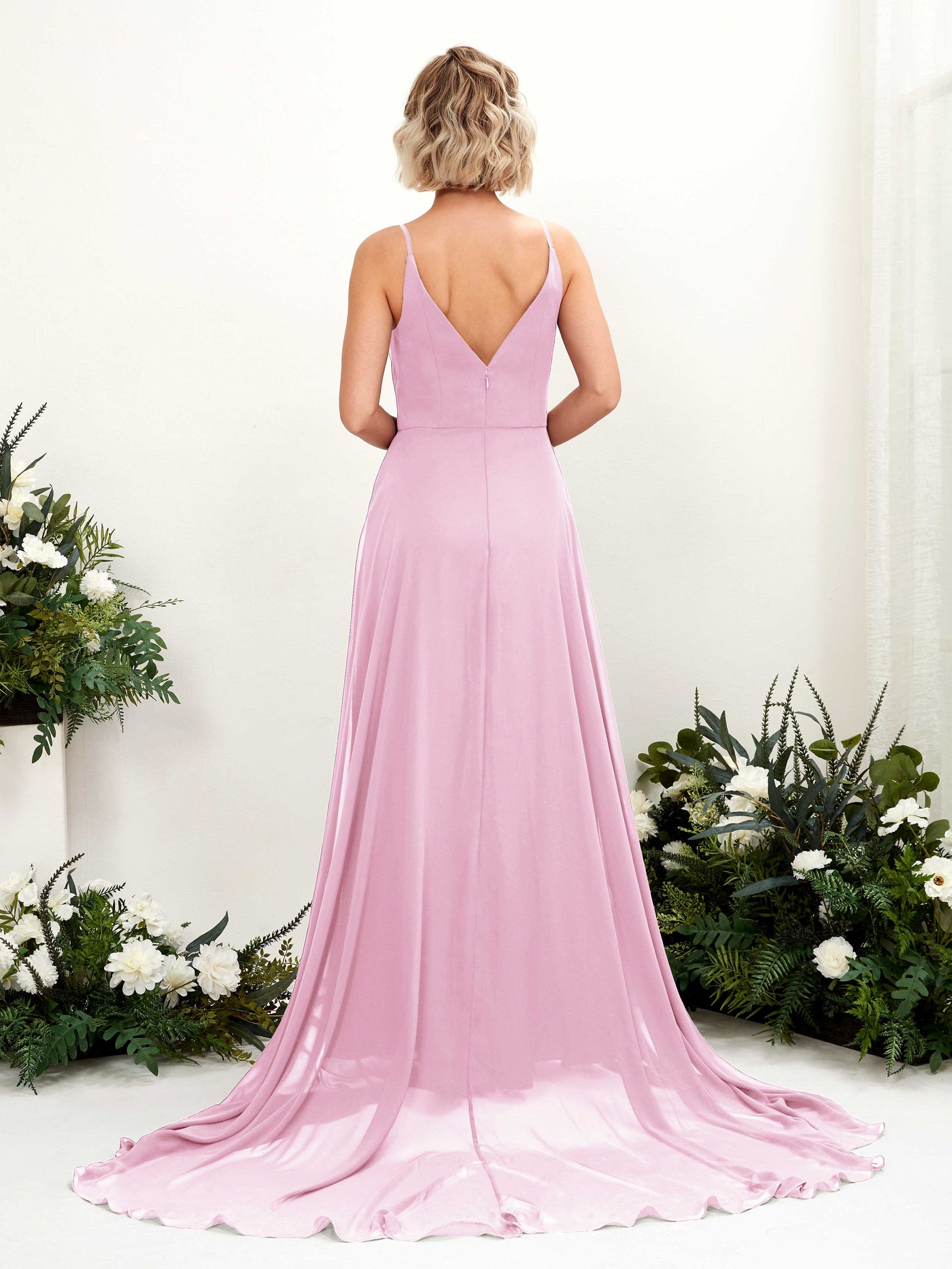 Ball Gown V-neck Sleeveless Bridesmaid Dress - Candy Pink (81224139)#color_candy-pink