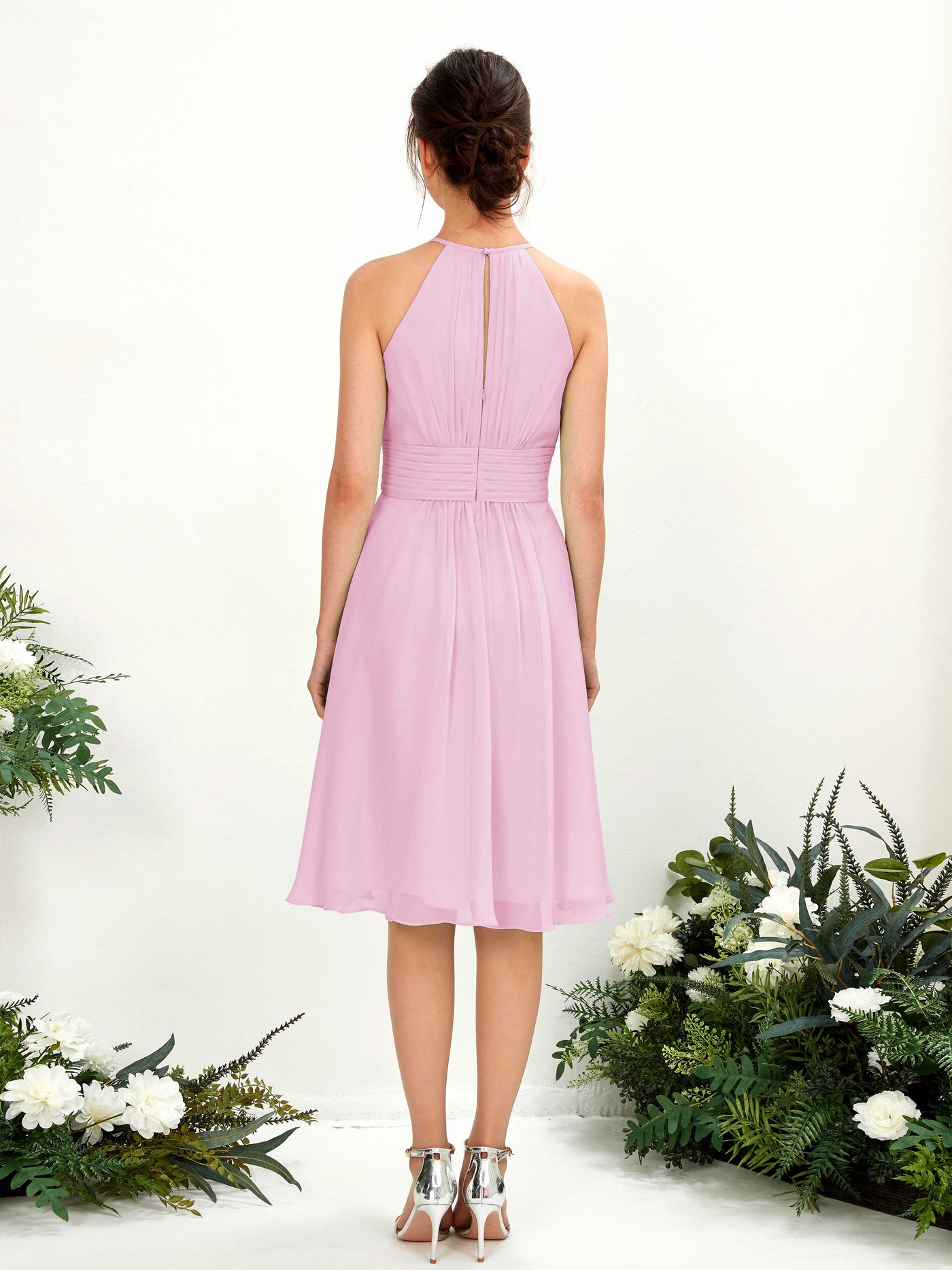 Halter Sleeveless Chiffon Bridesmaid Dress - Candy Pink (81220139)#color_candy-pink