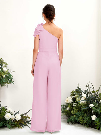 Carlyna Jasmine Jumpsuit Candy Pink Bridesmaid Dress Maxi Sleeveless One Shoulder Dress Back View #color_candy-pink