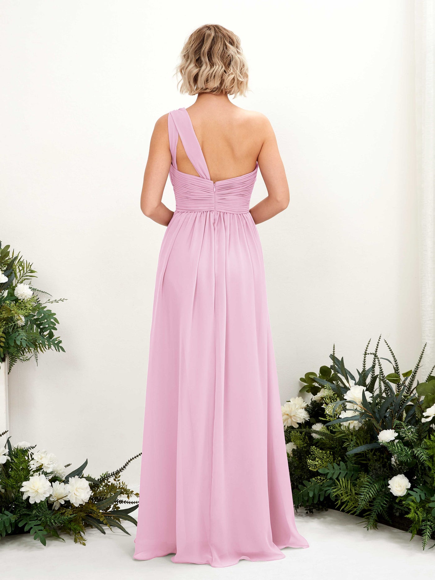 One Shoulder Sleeveless Chiffon Bridesmaid Dress - Candy Pink (81225039)#color_candy-pink