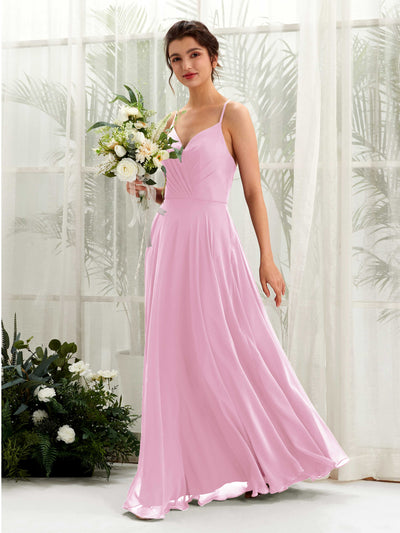Carlyna Naura A-Line Candy Pink Bridesmaid Dress Maxi Sleeveless V-Neck Dress #color_candy-pink