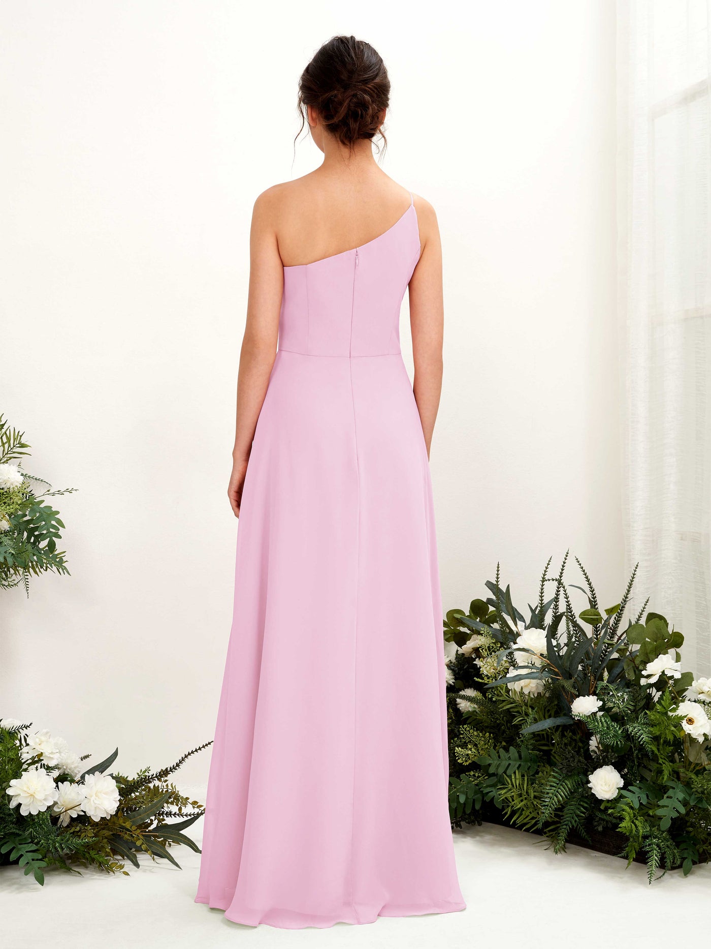 One Shoulder Sleeveless Chiffon Bridesmaid Dress - Candy Pink (81225739)#color_candy-pink