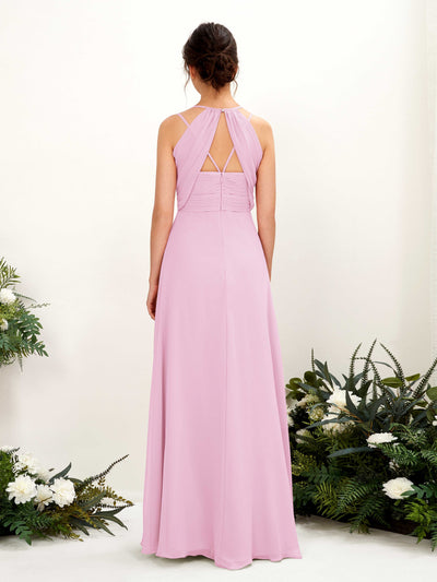 Carlyna Joa A-Line Candy Pink Bridesmaid Dress Maxi Sleeveless V-Neck Dress #color_candy-pink