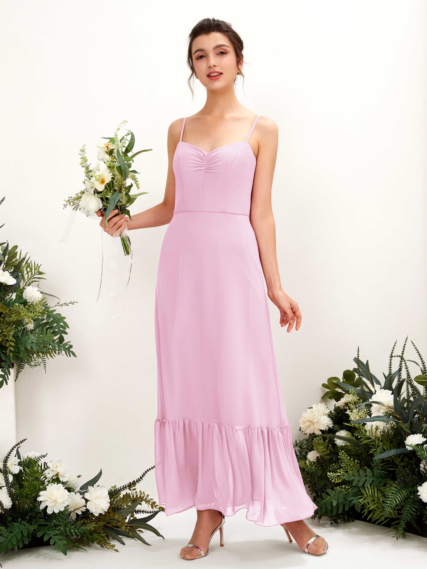 Spaghetti-straps Sweetheart Sleeveless Chiffon Bridesmaid Dress - Candy Pink (81223039)#color_candy-pink