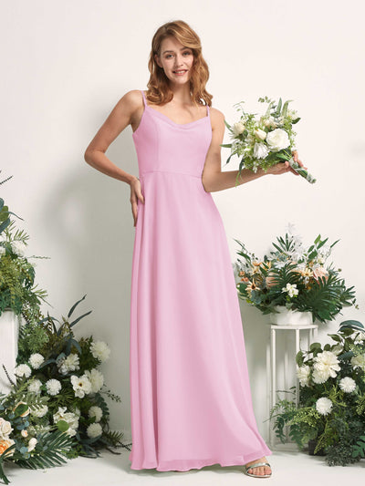 Carlyna Hannah A-Line Candy Pink Bridesmaid Dress Maxi Sleeveless Sweetheart Dress Front View #color_candy-pink