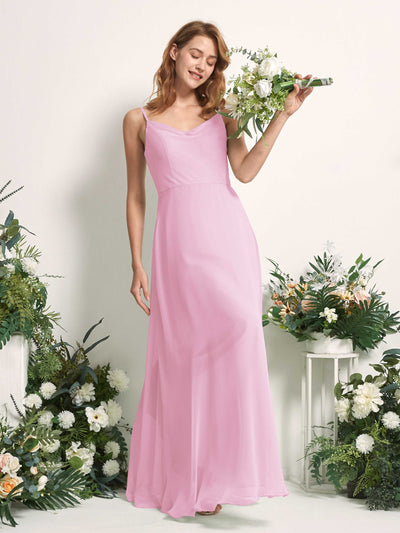 Carlyna Hannah A-Line Candy Pink Bridesmaid Dress Maxi Sleeveless Sweetheart Dress Side View 2 #color_candy-pink