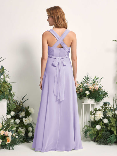 Carlyna Carolyn Convertible Lilac Bridesmaid Dress Maxi Sleeveless Sweetheart Dress Side View 4 #color_lilac