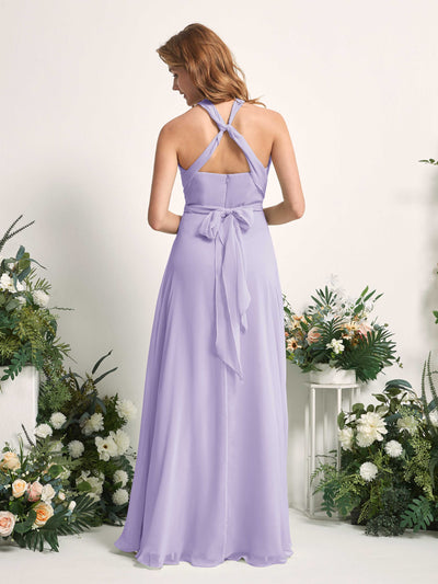 Carlyna Carolyn Convertible Lilac Bridesmaid Dress Maxi Sleeveless Sweetheart Dress Back View #color_lilac