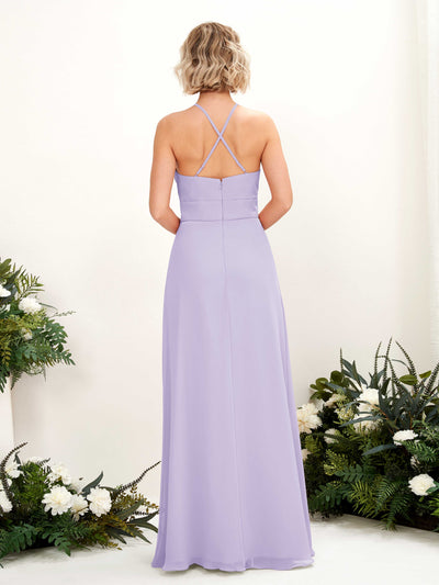 Carlyna Frances A-Line Lilac Bridesmaid Dress Maxi Sleeveless Round Neck Dress Back View #color_lilac