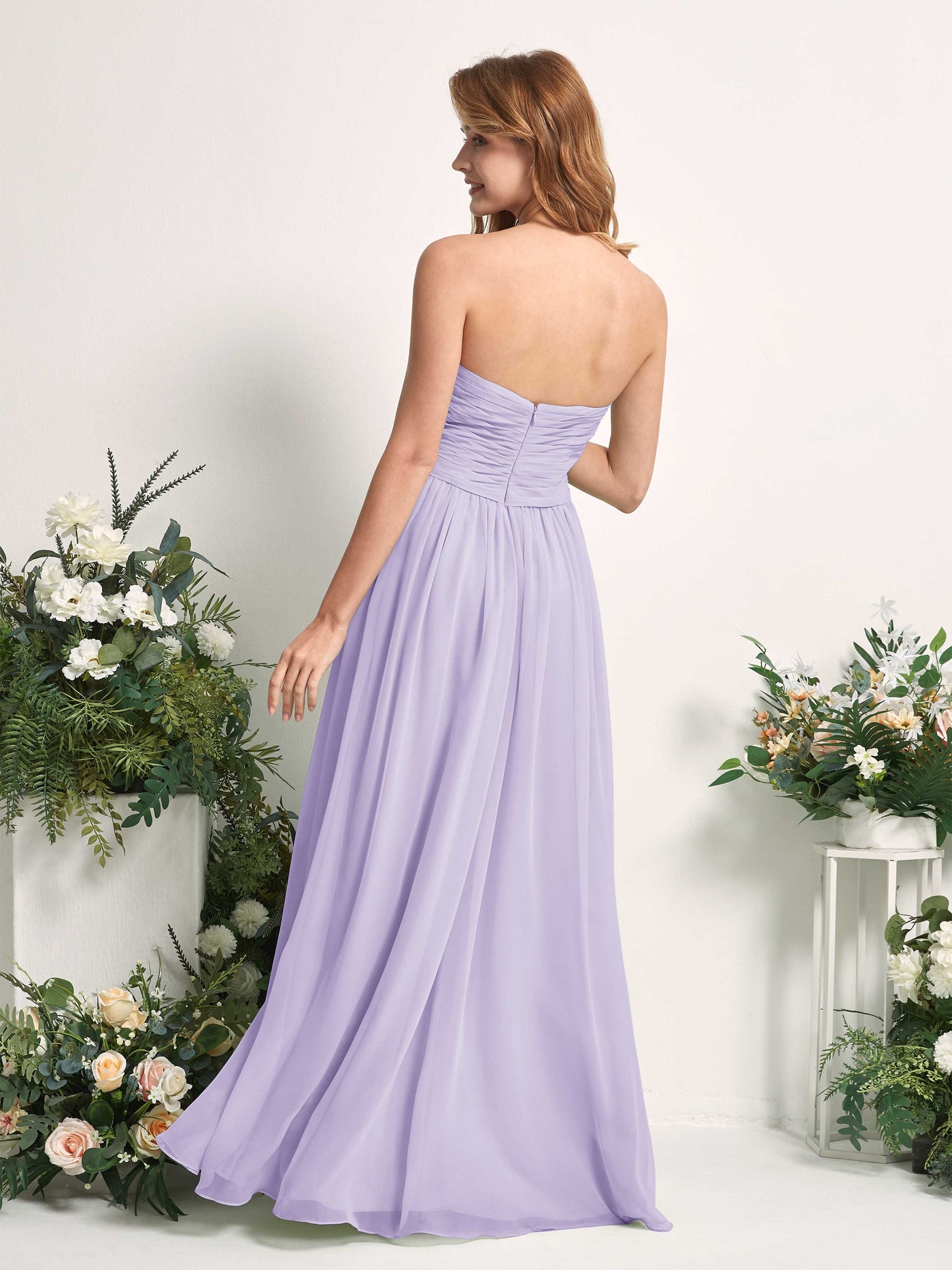 Bridesmaid Dress A-line Chiffon Sweetheart Full Length Sleeveless Wedding Party Dress - Lilac (81226914)#color_lilac