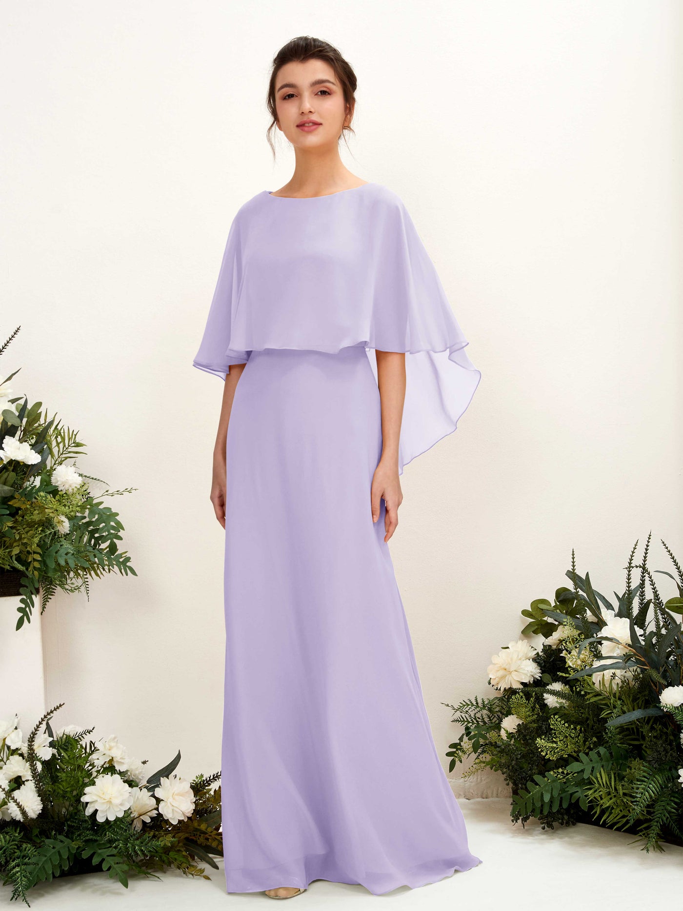 A-line Bateau Sleeveless Chiffon Bridesmaid Dress - Lilac (81222014)#color_lilac