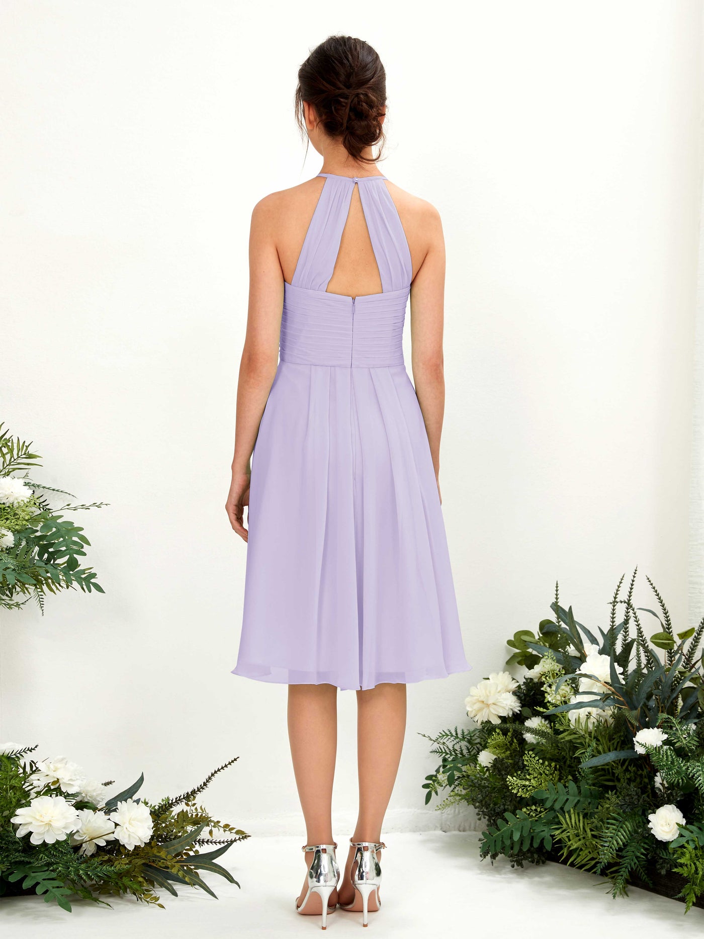 A-line Halter Sleeveless Chiffon Bridesmaid Dress - Lilac (81220414)#color_lilac