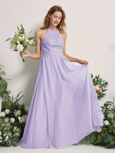 Carlyna Denise A-Line Lilac Embroidered Bridesmaid Dress Maxi Sleeveless Round Neck Dress Front View #color_lilac