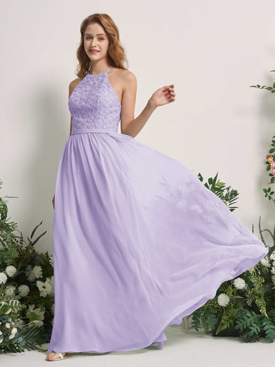 Carlyna Denise A-Line Lilac Embroidered Bridesmaid Dress Maxi Sleeveless Round Neck Dress Side View 2 #color_lilac