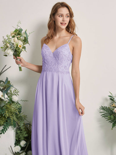 Carlyna Gail A-Line Lilac Beaded Bridesmaid Dress Maxi Sleeveless V-Neck Dress Side View 2 #color_lilac