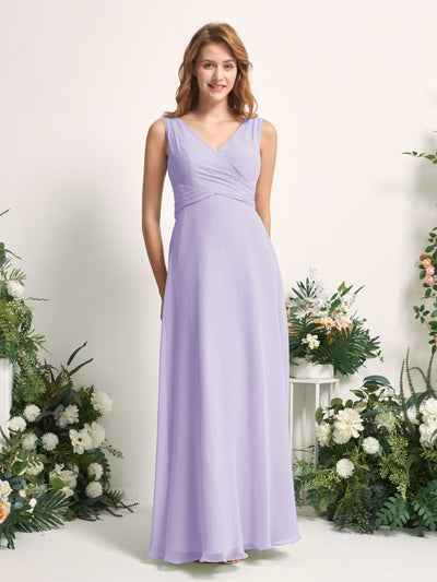 Carlyna June A-Line Lilac Bridesmaid Dress Maxi Sleeveless V-Neck Dress #color_lilac