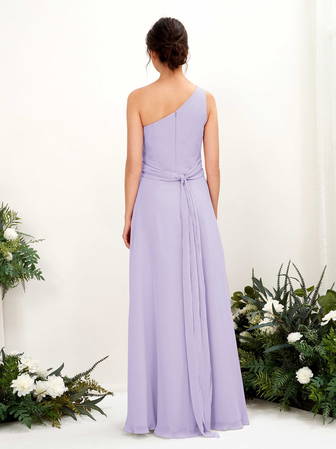 A-line One Shoulder Sleeveless Bridesmaid Dress - Lilac (81224714)#color_lilac