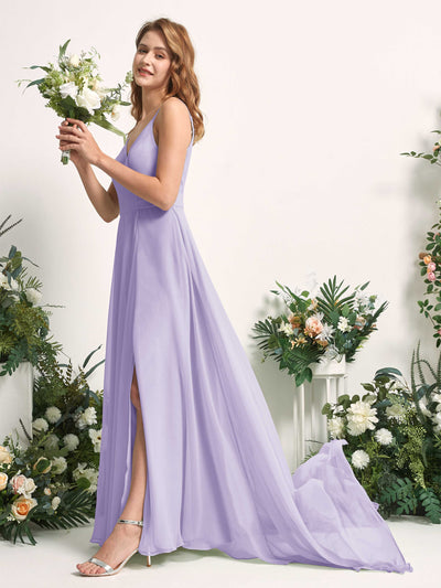 Carlyna Marcia A-Line Lilac Bridesmaid Dress Maxi Sleeveless V-Neck Dress #color_lilac