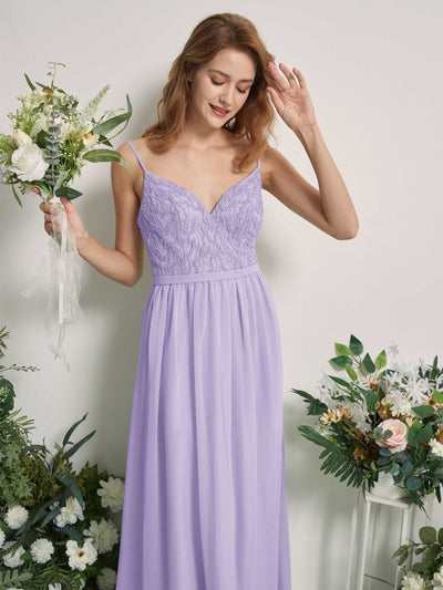 Carlyna Alexandra A-Line Lilac Beaded Bridesmaid Dress Maxi Sleeveless V-Neck Dress Side View 2 #color_lilac