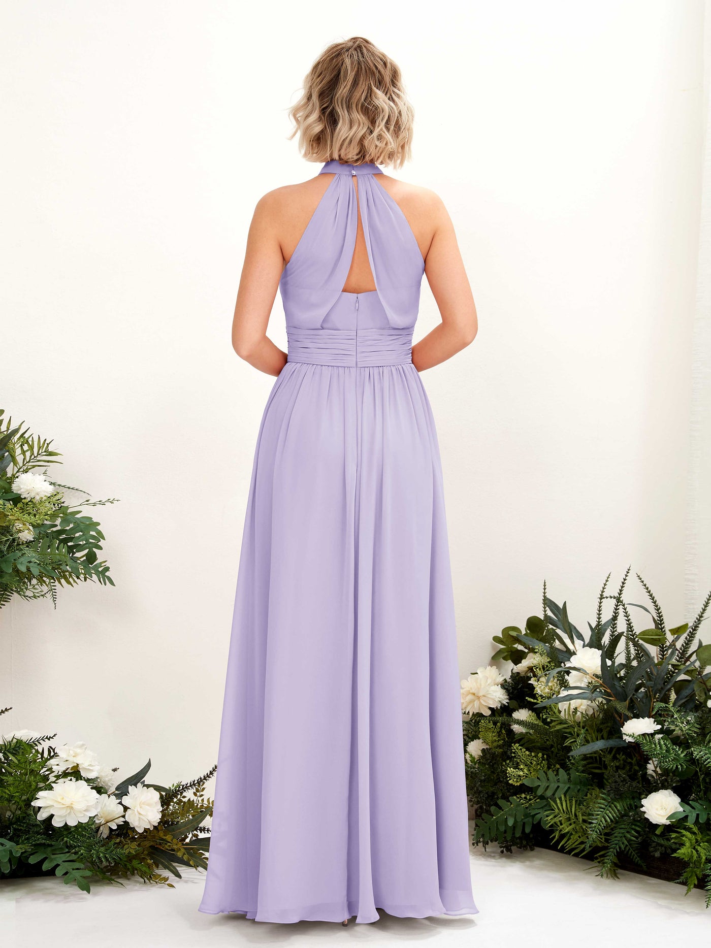 Ball Gown Halter Sleeveless Chiffon Bridesmaid Dress - Lilac (81225314)#color_lilac