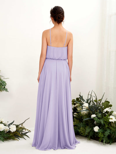 Carlyna Alva A-Line Lilac Bridesmaid Dress Maxi Sleeveless Halter Dress Back View #color_lilac