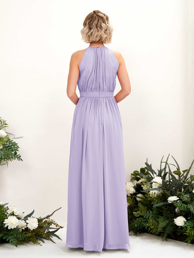 Carlyna Eden A-Line Lilac Bridesmaid Dress Maxi Sleeveless Round Neck Dress Back View #color_lilac