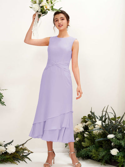 Carlyna Raina Mermaid Lilac Bridesmaid Dress Midi Sleeveless Round Neck Dress #color_lilac
