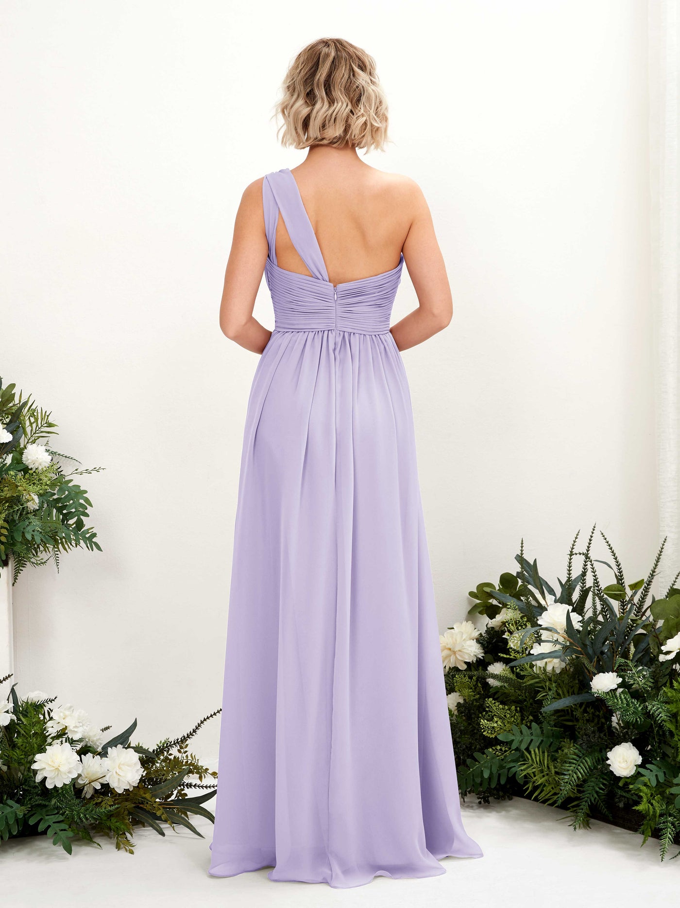 One Shoulder Sleeveless Chiffon Bridesmaid Dress - Lilac (81225014)#color_lilac