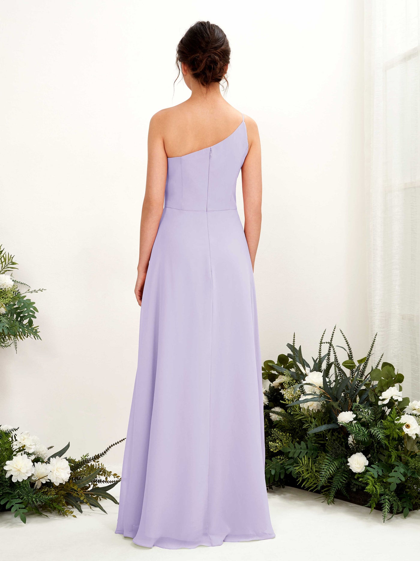 One Shoulder Sleeveless Chiffon Bridesmaid Dress - Lilac (81225714)#color_lilac