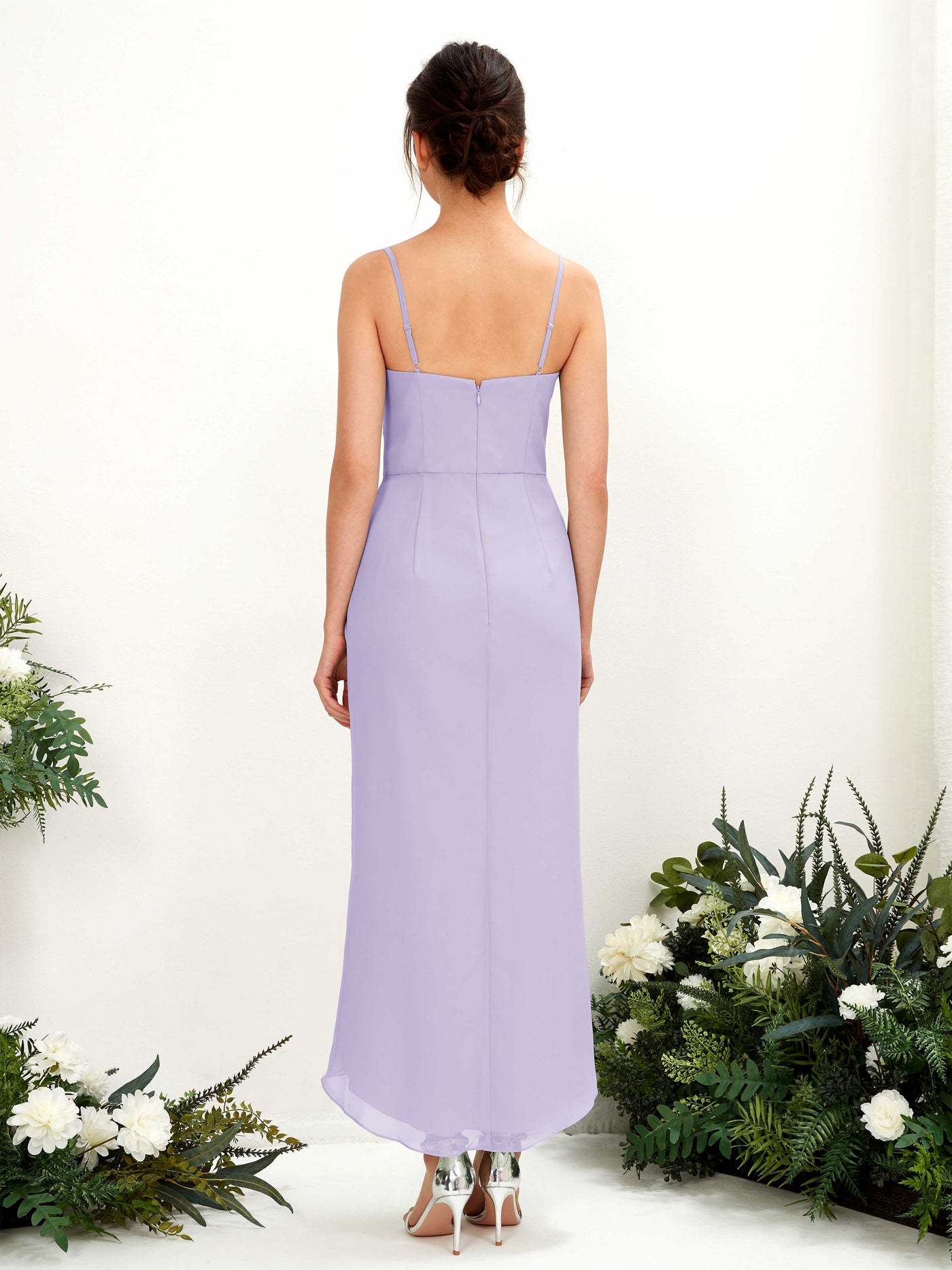 Spaghetti-straps V-neck Sleeveless Chiffon Bridesmaid Dress - Lilac (81221314)#color_lilac