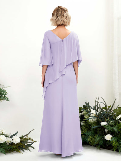 Carlyna Violaine A-Line Lilac Bridesmaid Dress Maxi Three Quarter Sleeve V-Neck Dress #color_lilac