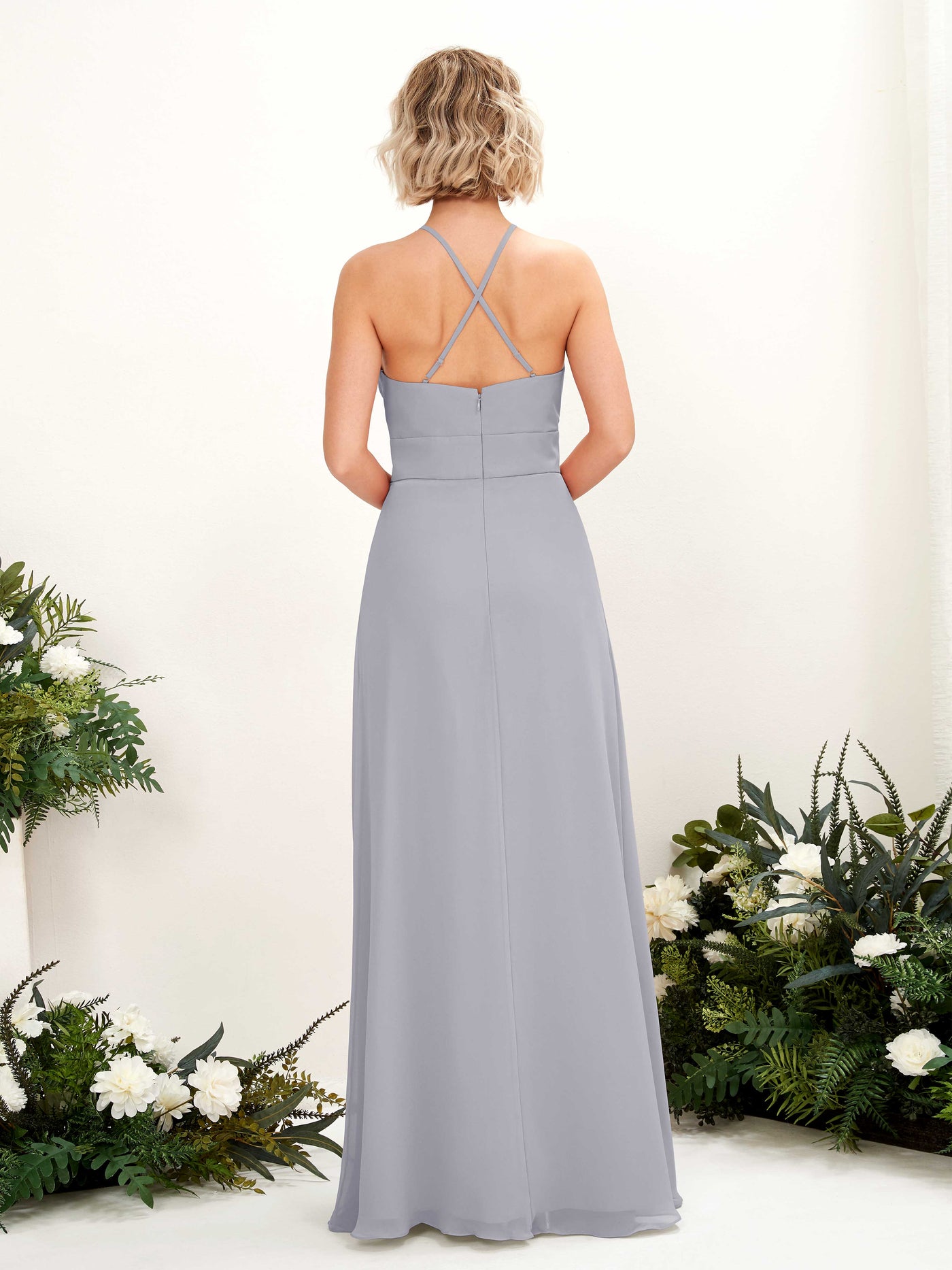 A-line Ball Gown Halter Spaghetti-straps Sleeveless Bridesmaid Dress - Dusty Lavender (81225203)#color_dusty-lavender