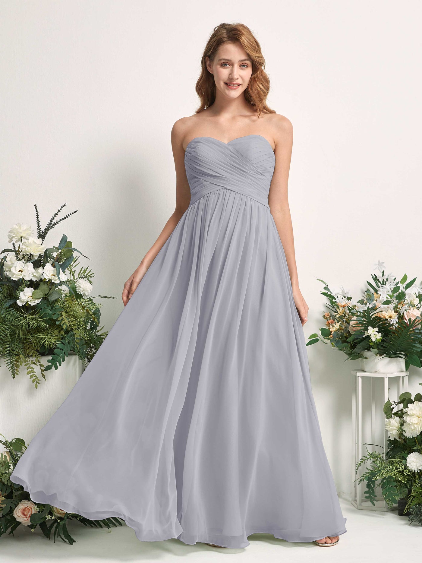 Bridesmaid Dress A-line Chiffon Sweetheart Full Length Sleeveless Wedding Party Dress - Dusty Lavender (81226903)#color_dusty-lavender