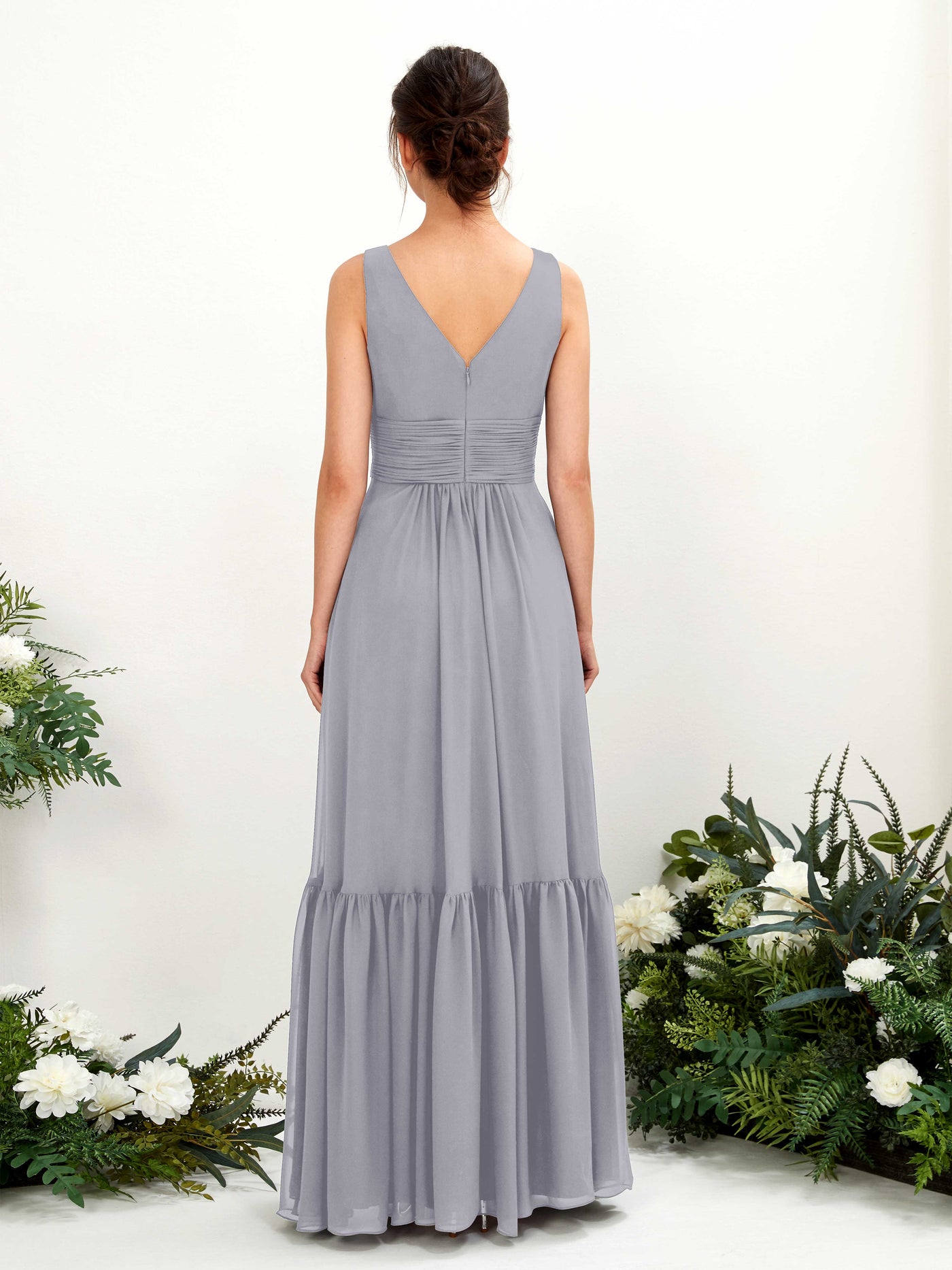 A-line Maternity Straps Sleeveless Chiffon Bridesmaid Dress - Dusty Lavender (80223703)#color_dusty-lavender
