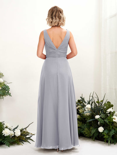 Carlyna Brianna A-Line Dusty Lavender Bridesmaid Dress Maxi Sleeveless Boat Neck Dress Back View #color_dusty-lavender