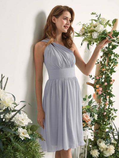 Carlyna Echo A-Line Dusty Lavender Bridesmaid Dress Knee-Length Sleeveless One Shoulder Dress Side View 2 #color_dusty-lavender